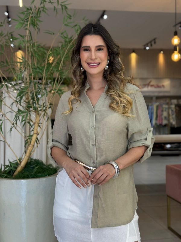 camisa linho amarela