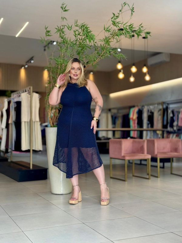 vestido tricot assimétrico verde musgo