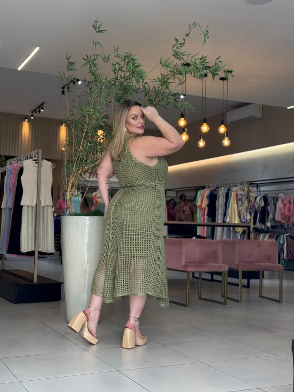 vestido tricot assimétrico verde musgo vestido tricot assimétrico verde musgo