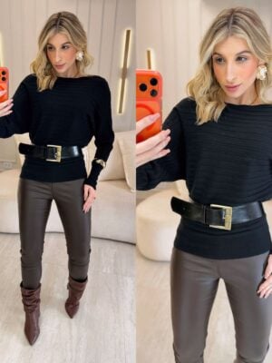Blusa Manga Longa Tricot Modal Alongada